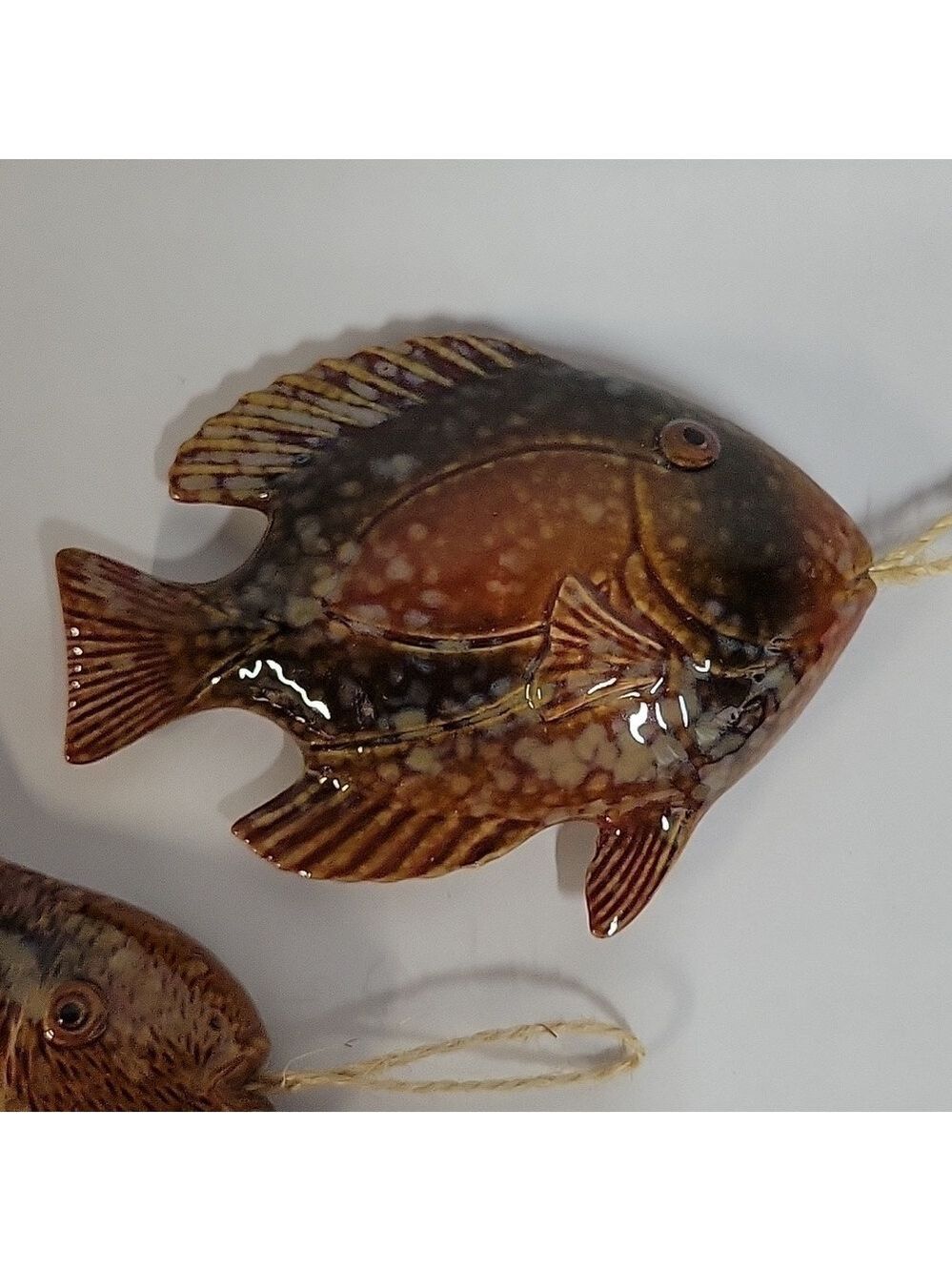 Set of (2) Glazed Finish Studio Pottery Fish - Picture 3 of 8